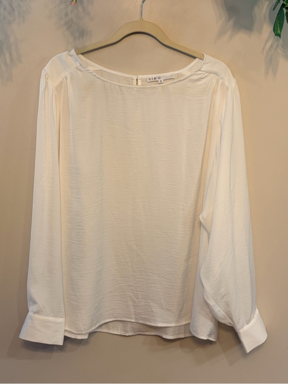 CLEO Satin Wide Long-Sleeve Blouse